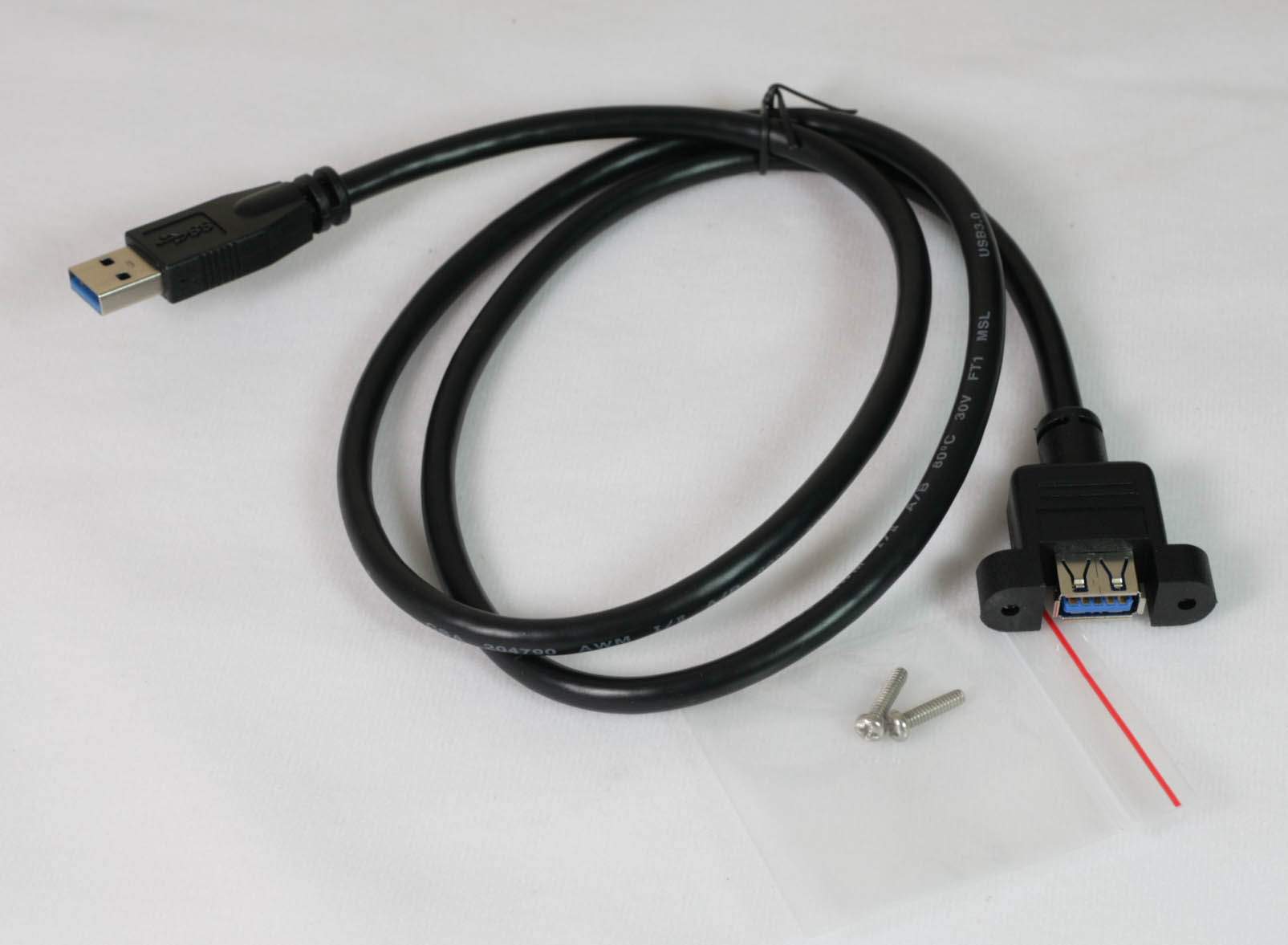 USB 3.0 Panel Mount Cable Single Port Bulkhead Cable Male-Female 3Ft