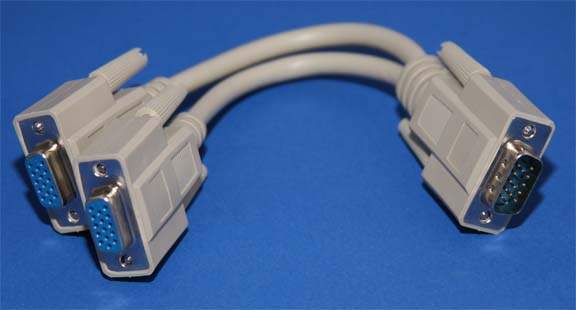 VGA PORT To TWO MONITOR 6IN VGA Splitter CABLE HD15 Male Female Female