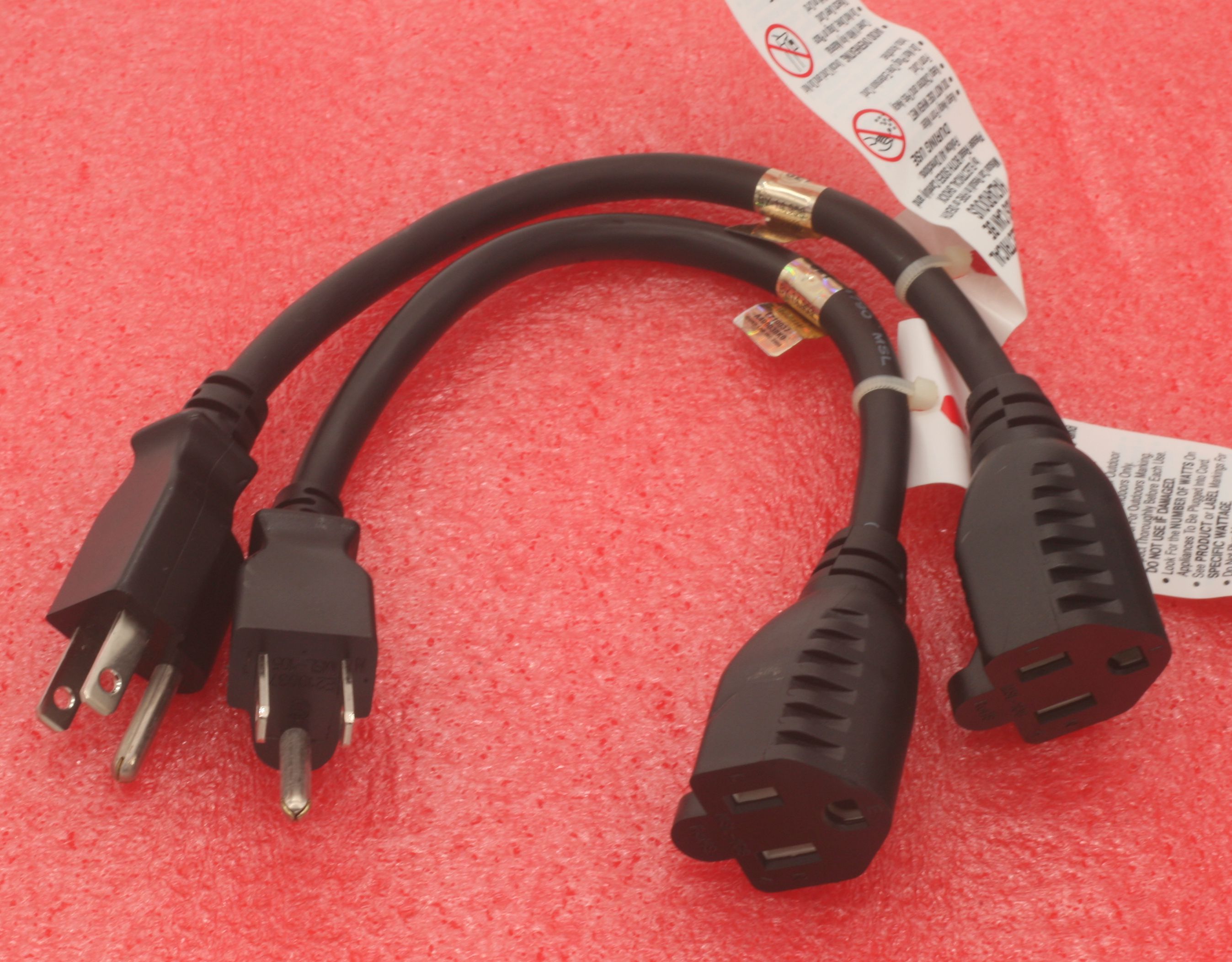 1 FT 16 AWG Heavy-Duty AC Power Extension Cord UL Approved in Black (2-Pack)