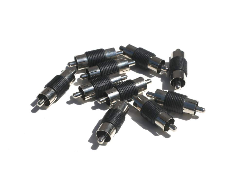 10 pack RCA Male to RCA Male M/M Plug Coupler AV Audio Adapter Cable Connector