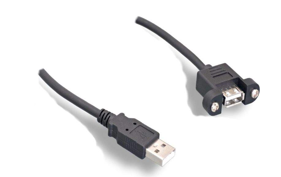 10FT 3M USB 2.0 Panel Mount Cable Single Port Bulkhead Cable Male-Female