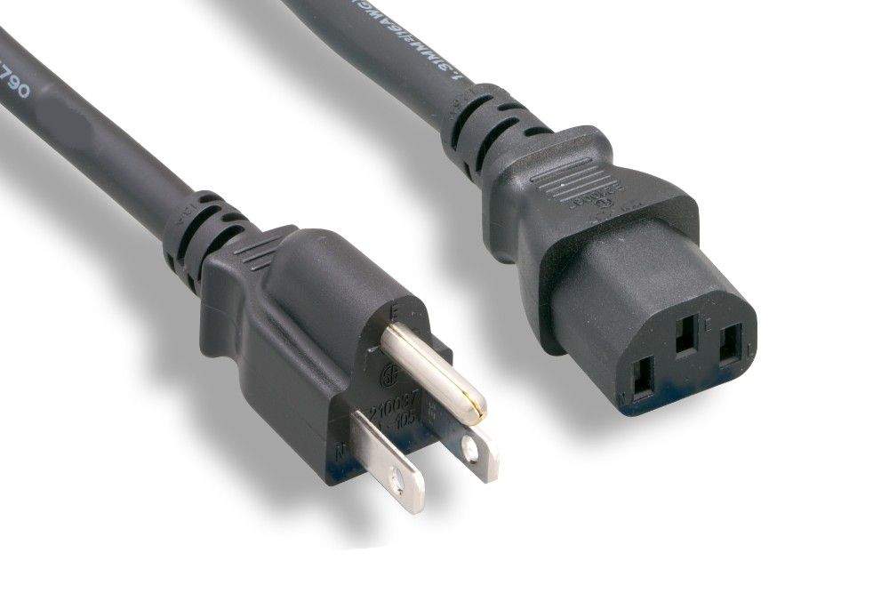 15FT Standard Power Cord Cable Black UL CE