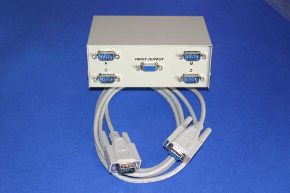 4-Way Serial Switch Box 4 DB9-Male to 1 DB9-Female ABCD with FREE Cable