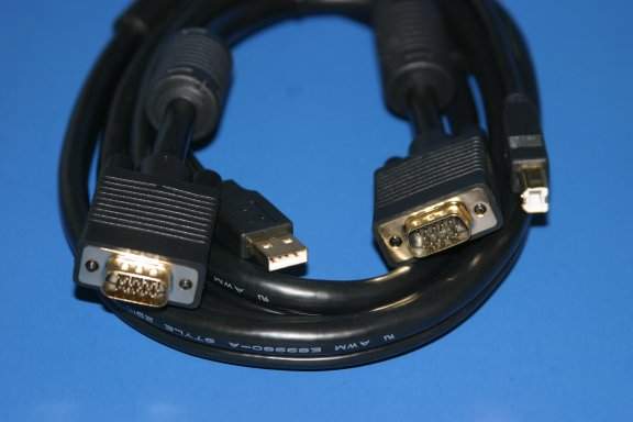 6FT Video HD15 Male to Male plus USB Type AB Cable KVM