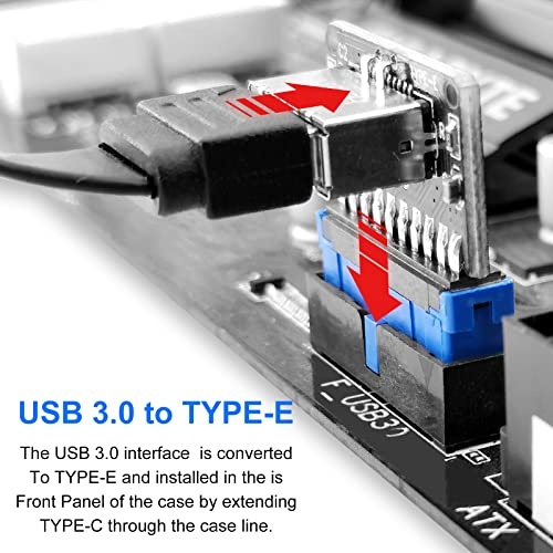 USB 3.0 19-Pin Header to USB 3.1 Type-E USB-C Front Panel Adapter