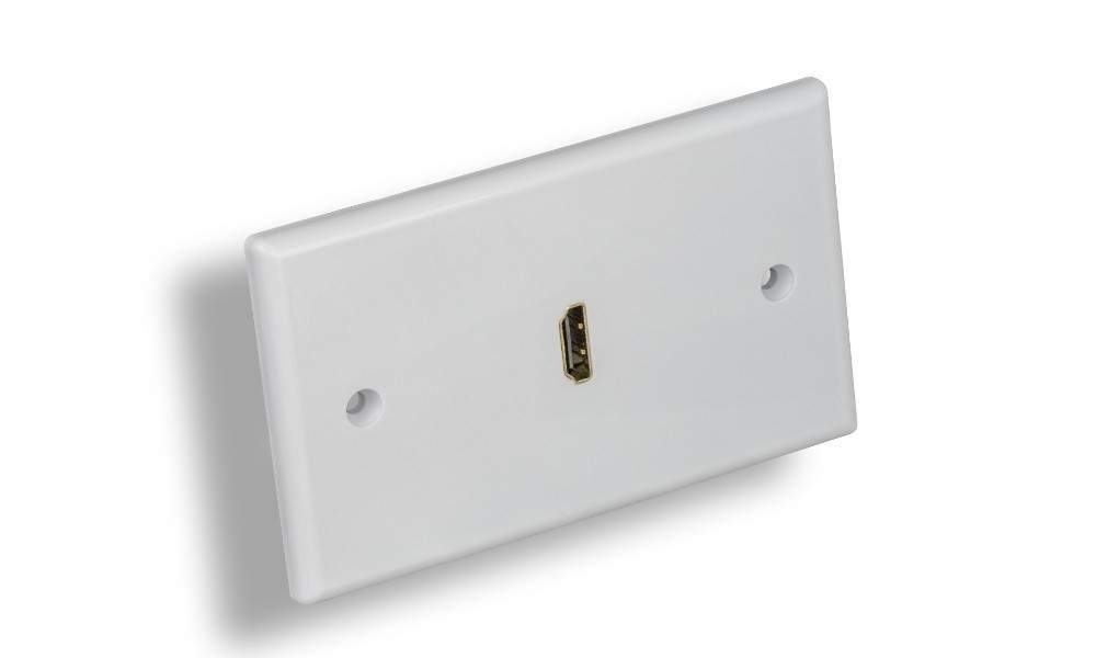 HDMI Wall Plate 1-PORT Decora-White with Cable
