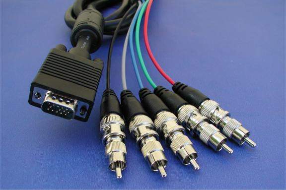 HDTV 5-RCABNC Triple Sheilded RGBHV Breakout Cable 50FT