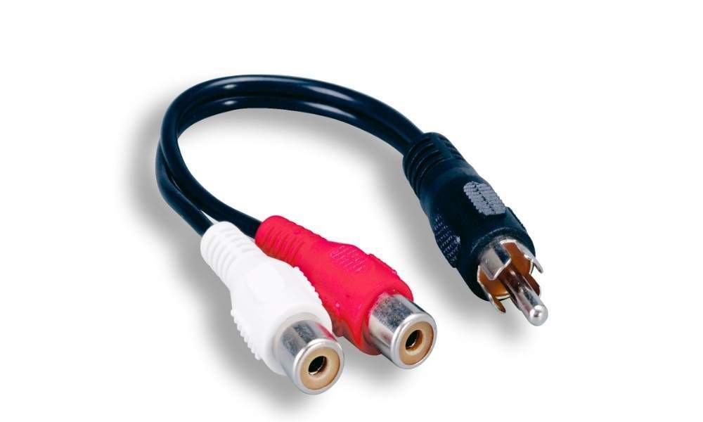 RCA Y-Splitter Adapter Male Female Female 6 Inch
