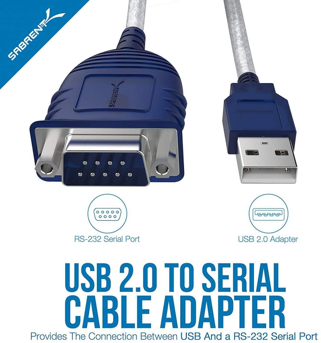 SABRENT CB-RS232 USB to RS232 Serial DB9 Male Port Converter Cable