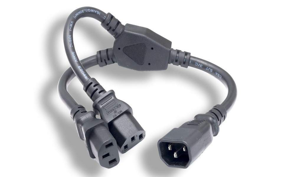 UPS Server Y Splitter C14 to 2 x C13 Power Extension Adapter 16AWG
