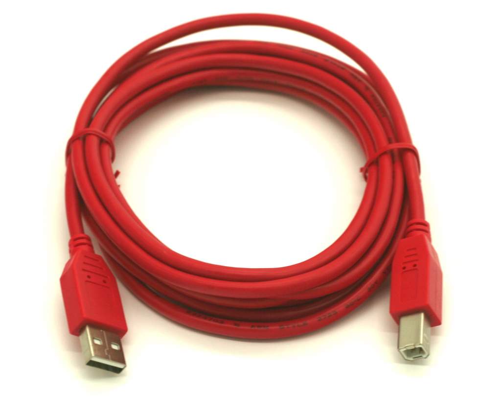 USB 2.0 Cable Red A to B 10FT Fire Engine Red USB