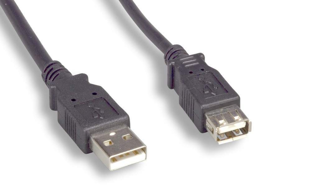 USB 2.0 Extension Cable Black 6ft A-Male to A-Female