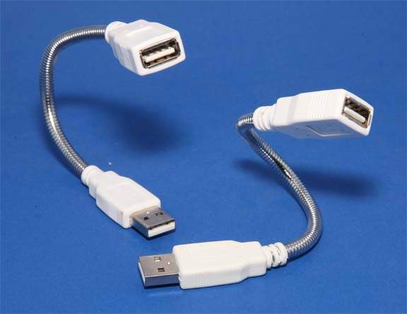 USB 2.0 Gooseneck Cable 8 Inch Chrome Flexible Male to Female USA 20cm