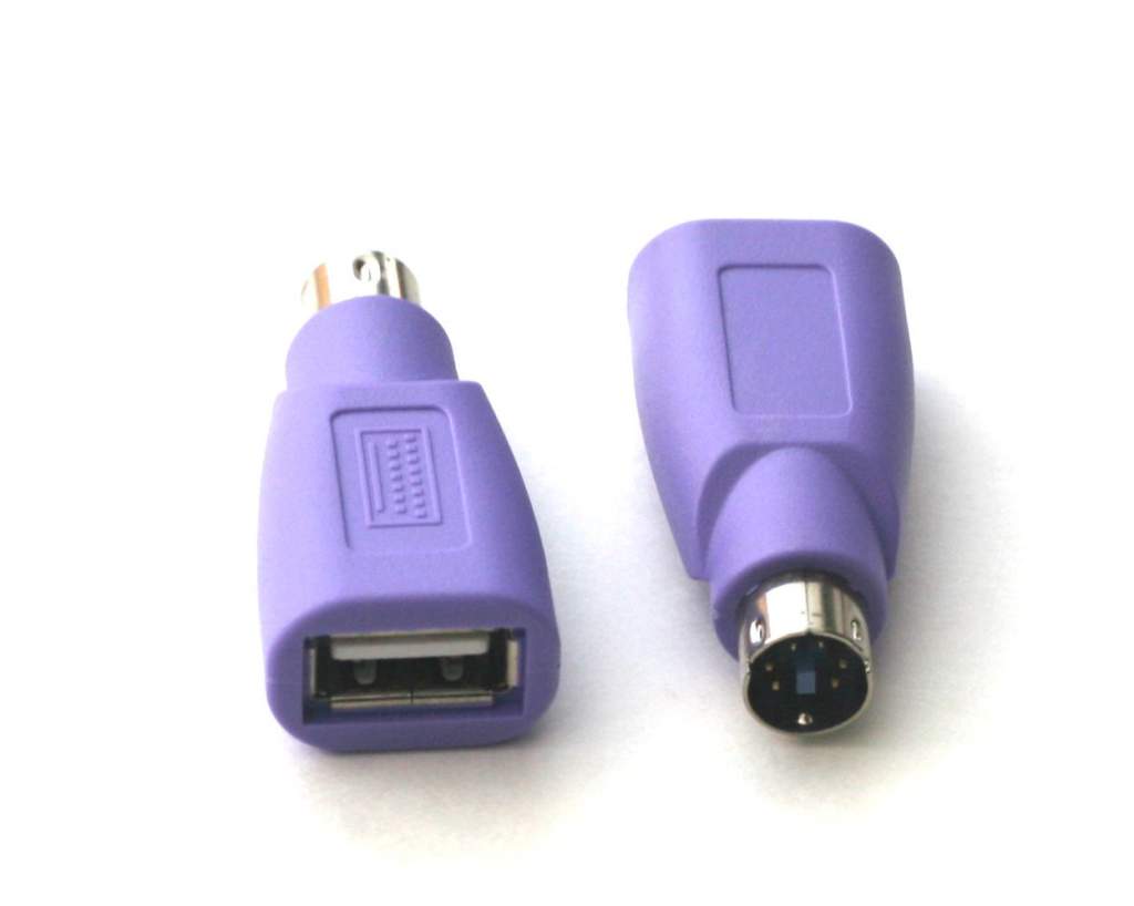 USB TYPE A Female to PS2 Mini DIN6 Male Keyboard Adapter Purple