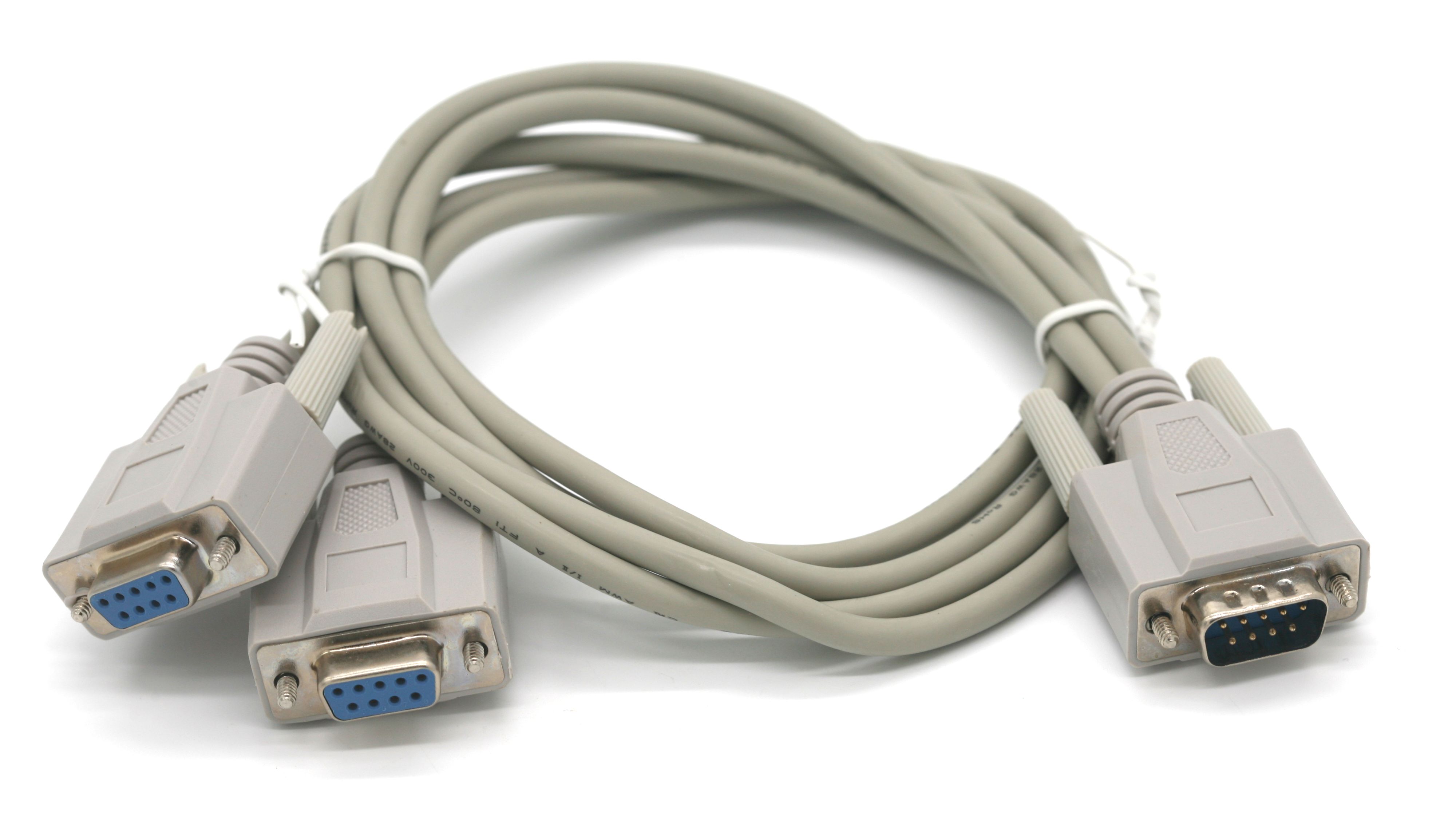 Y-Splitter Serial Cable DB9-Male to DB9-Female DB9-Female 3FT