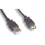 USB 2.0 Extension Cable Black 6ft A-Male to A-Female
