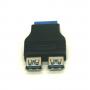 USB 3.0 Housing Adapter 20 Pin Female to Dual USB Ports Header